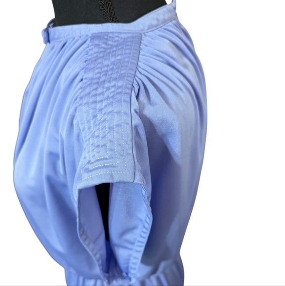 Vintage Joan Leslie Lavender Midi Dress Cap Sleeve Cinched Waist Retro 80s - Picture 6 of 14